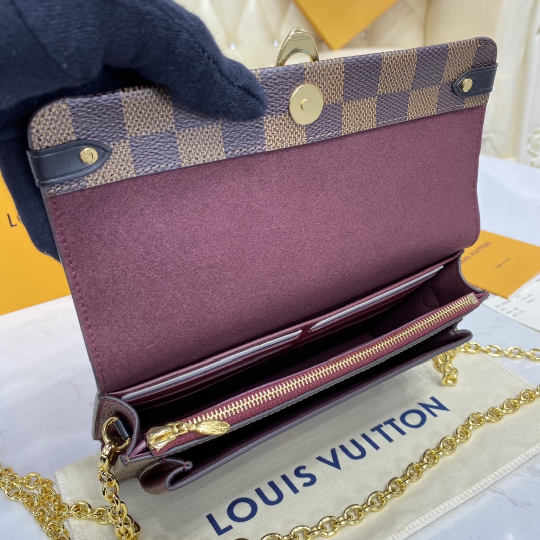 Louis Vuitton VAVIN CHAIN WALLET Handbag Damier Ebene N60222